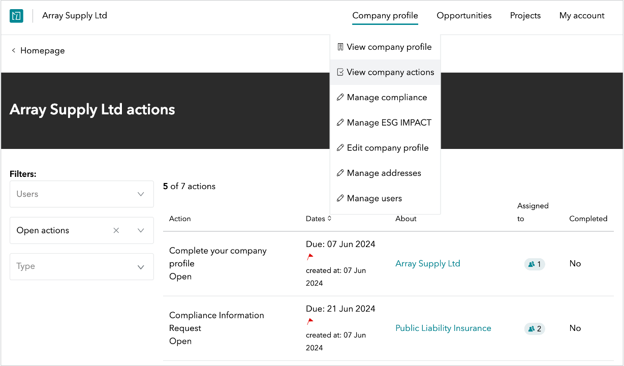 Supplier my company actions nav bar option 5.png
