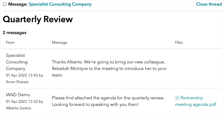 IAND Direct message thread - organise account meetings.png